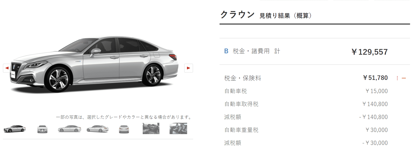 「2.5 RS Four」の税額画像