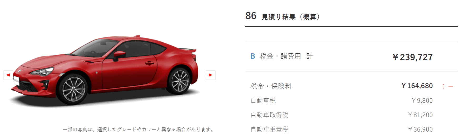 「GT“Limited”」の税額画像