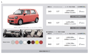 新型ミラトコットのグレード画像