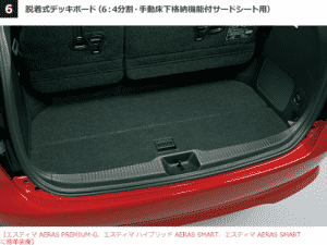脱着式デッキボード（6：4分割・手動床下格納機能付サードシート用）