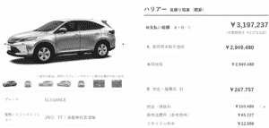 「ELEGANCE」ガソリン車の支払い総額目処の画像