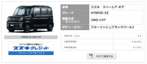 「HYBRID XZ」の税額画像