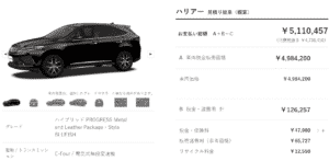 「特別仕様車 PROGRESS “Metal and Leather Package・Style BLUEISH”」ハイブリッド車の支払い総額目処の画像